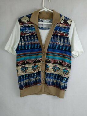 Vintage Remo Petite Women's Layered Western Design Shirt Size Medium